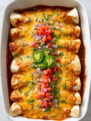 Creamy Chicken Enchiladas with Homemade Red Sauce Recipe