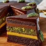 Dubai Chocolate Mousse Cake with Pistachio, Kadaïf Crunch, and Gold Decor Recipe