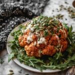 Whole Roasted Cauliflower with Tahini Sauce and Fresh Garnishes Recipe