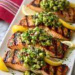 Grilled Salmon with Avocado Chimichurri Recipe