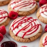 Copycat Crumbl Raspberry Cheesecake Cookies Recipe