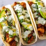 Spicy Chicken and Avocado Tacos with Creamy Cilantro Lime Sauce Recipe