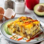 Slow Cooker Breakfast Casserole with Sausage, Hash Browns, and Veggies Recipe